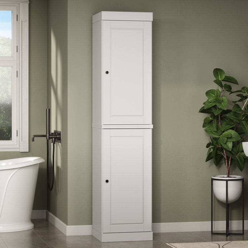 Palace Imports 100% Solid Wood Bathroom Storage Cabinet, Raised Panel Doors, Adjustable Shelves, 16.5" Wide, 71.5" Tall