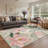 Magnolia Collection Floral Machine Washable Green / Beige / Pink Indoor Area Rug with Non-Slip Backing-128992641