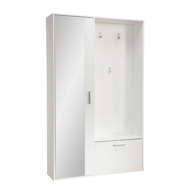 Entrance Wardrobe BIS Hall Tree 120cm Wide with Shoe Storage, White