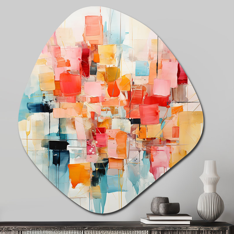 «Christlyn Collage Rhythms I», art mural asymétrique abstrait en métal, reproduction d'art moderne de forme irrégulière