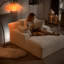 Chaise longue rembourrée en velours côtelé-105193815