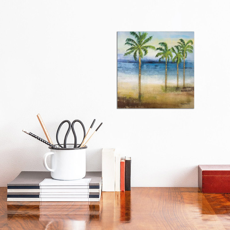 Ocean Palms II by Michael Marcon - Wrapped Canvas Painting, 30.48cm H x 30.48cm W