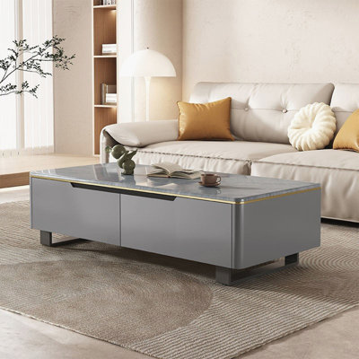 Table basse simple carrée en pierre micro-cristalline