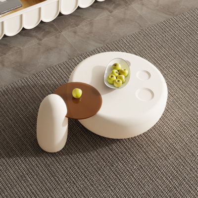 Round Beige Coffee Table by Hokku Designs