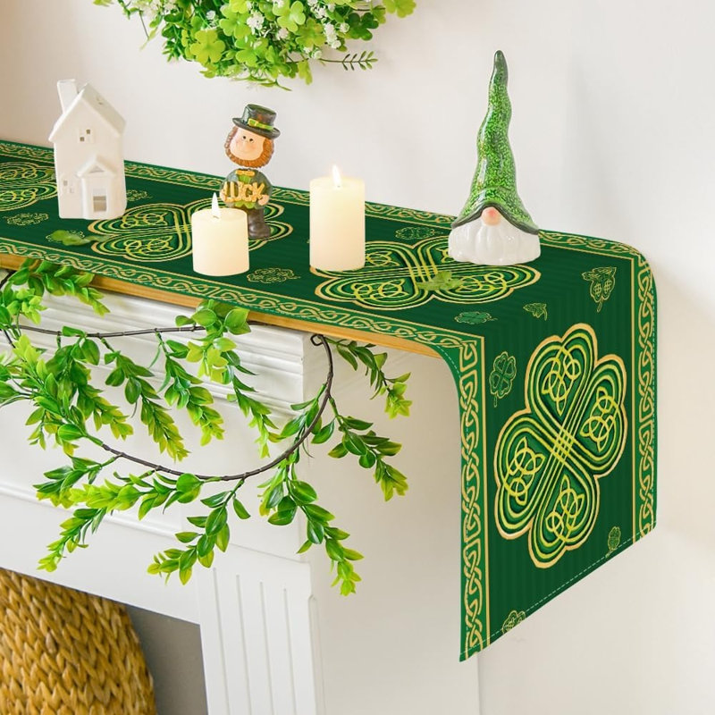 Chemin de table Green Shamrocks - vert / festif