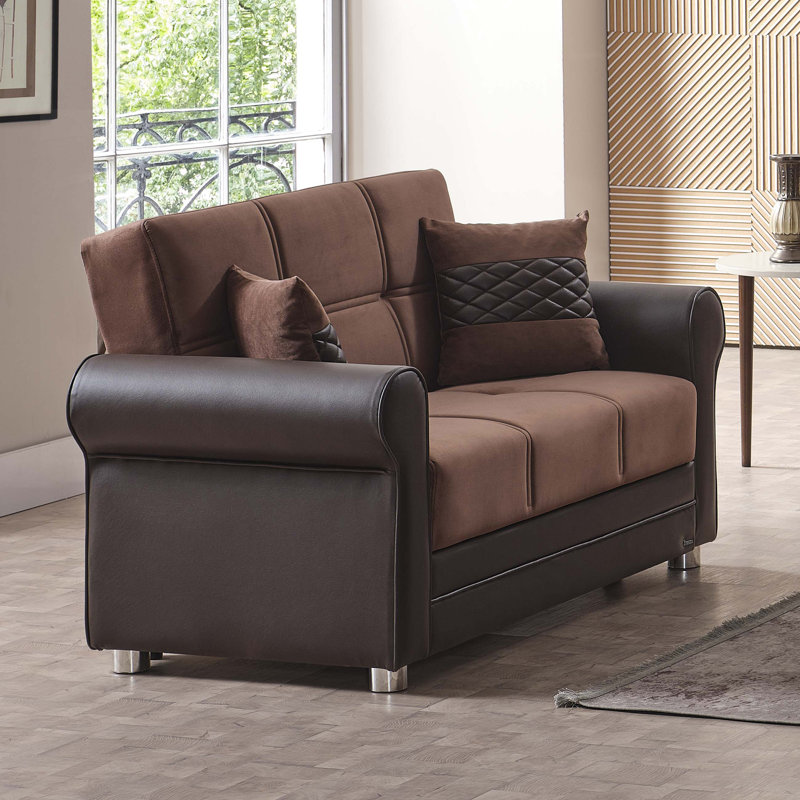 Causeuse convertible avec rangement Collection, PU, Brun