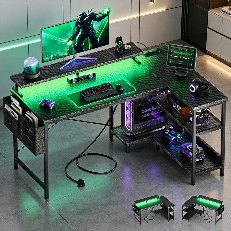 L-Shaped Metal Base Computer Desk