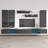 126" Modern Floating Wall Mounted Entertainment Center with 16-Color LED Lighting, High Gloss Finish-431765638