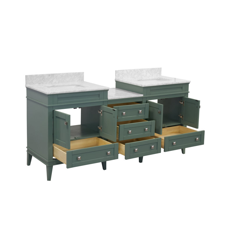 Ensemble de meuble-lavabo double pour salle de bain 72 po Frank, Vert sauge
