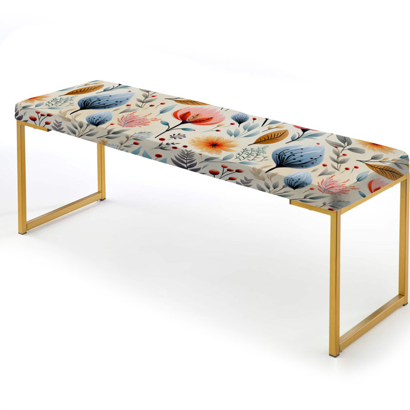 Doux accents de fleurs pastels - banc rembourré or Boho