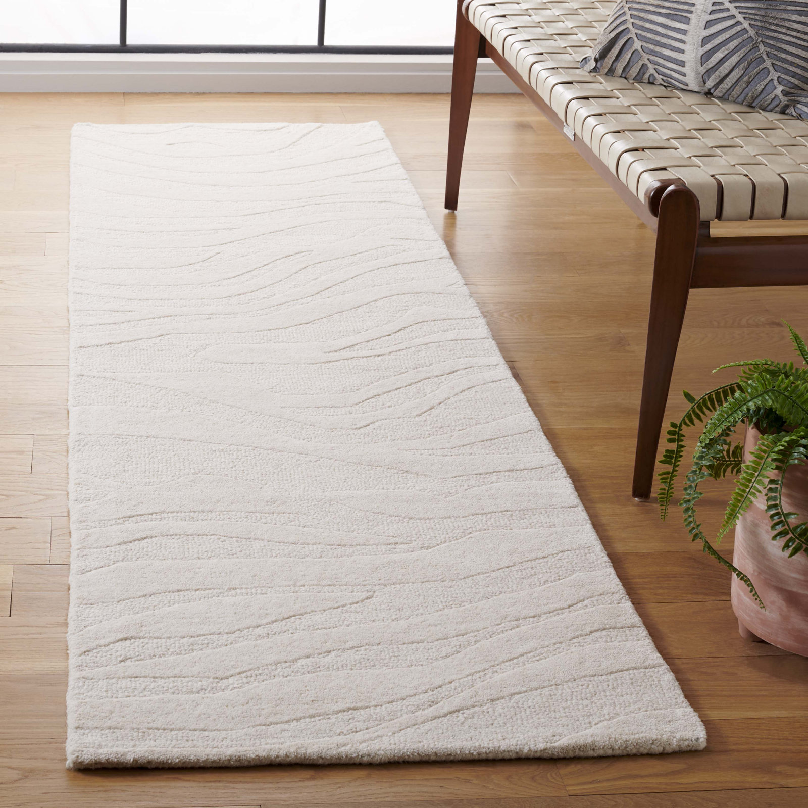 Burleson Ivory Hand-Tufted Abstract Wool Rug, Runner 2'3" x 8'