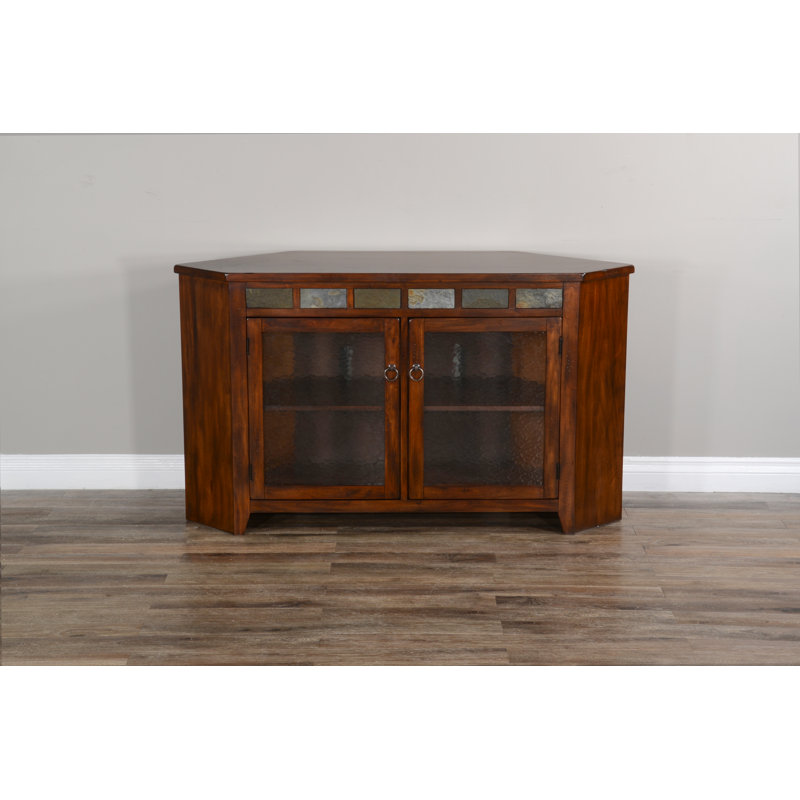 Deniela Unfinished Corner TV Stand for TVs up to 60", Rustic Oak