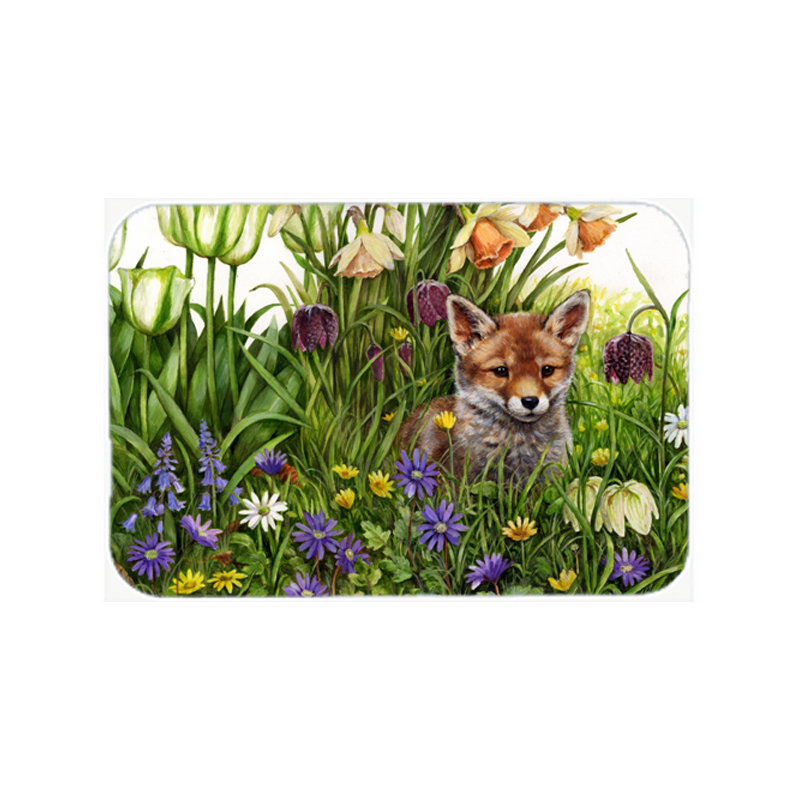 Caroline's Treasures April Fox Glass Cutting Board
