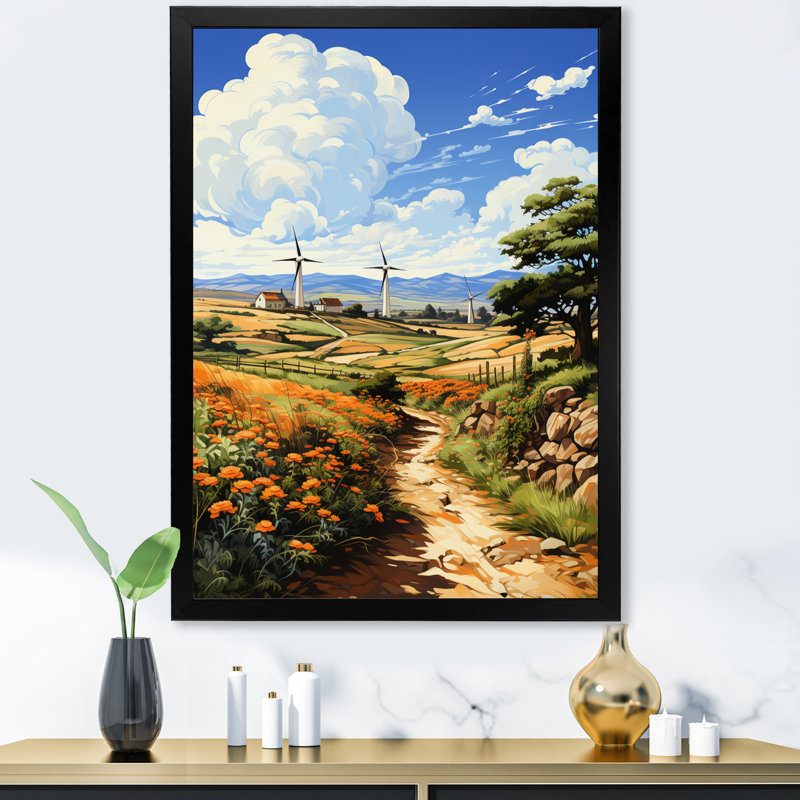 «Wind Turbines», impression sur toile, Cadre simple noir, H 40 po x l 30 po x P 1,5 po