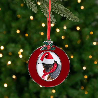 Ornement de Noël en forme de couronne de baies de houx - 3,25 po