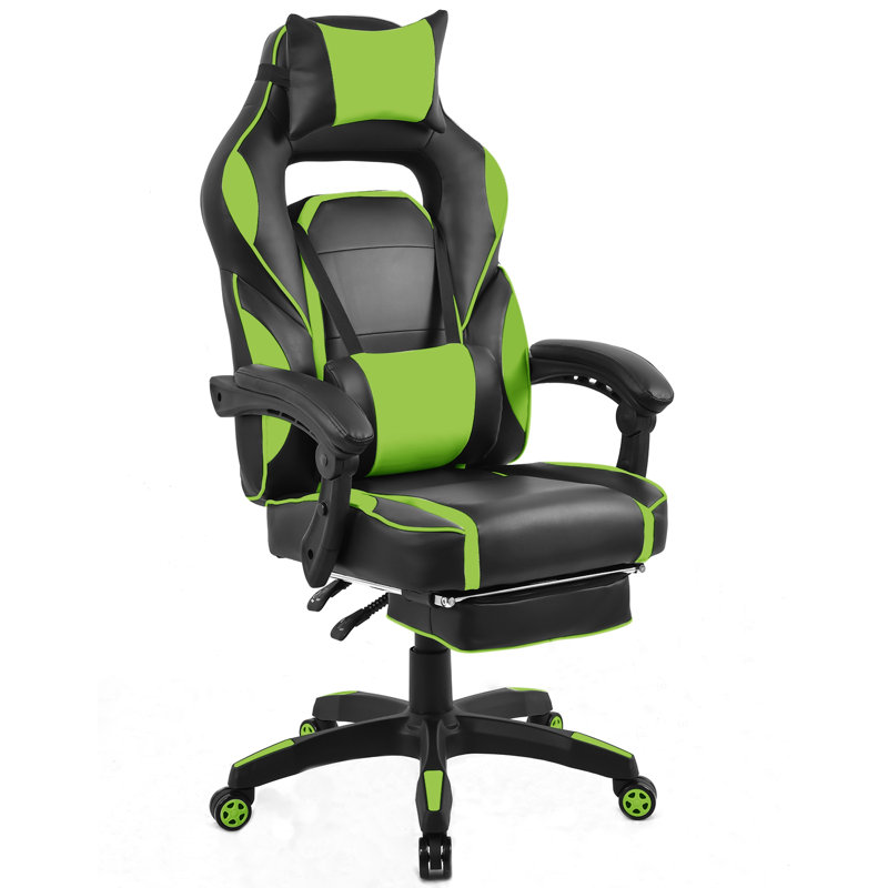Fauteuil de jeu à haut dossier de style course, Vert
