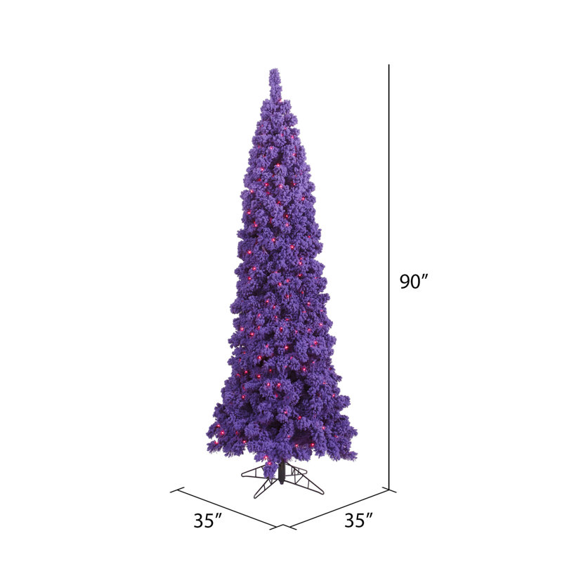 Artificial Christmas Tree with Stand, 7.5 H x 35" W, Purple LED