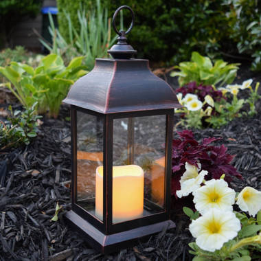 Black Metal Battery Operated LED Lantern - Foreside Home & Garden