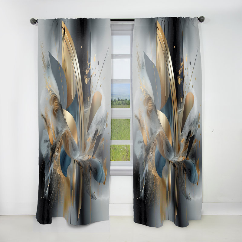 Doux couleurs marbrées abstraites II - Rideau moderne - Velours obscurcissant - 1 panneau, L 52 po x L 95 po