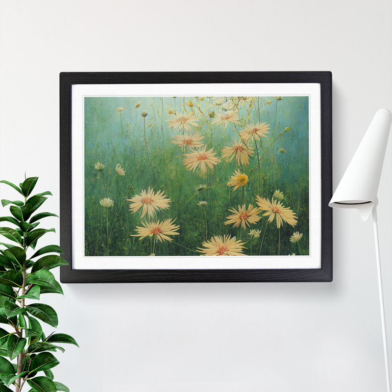 Handsome Wildflowers Floral - Single Picture Frame Print, Black Framed, 46cm H x 64cm W x 2cm D