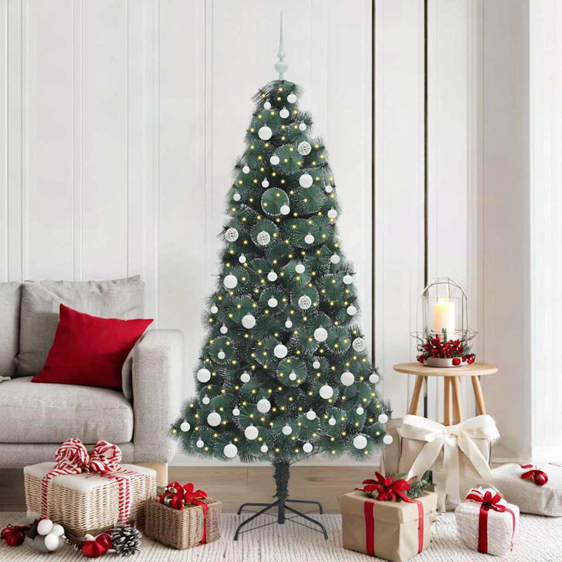 Artificial Pre-lit Christmas Tree with Ball Set, White, 5.91' H