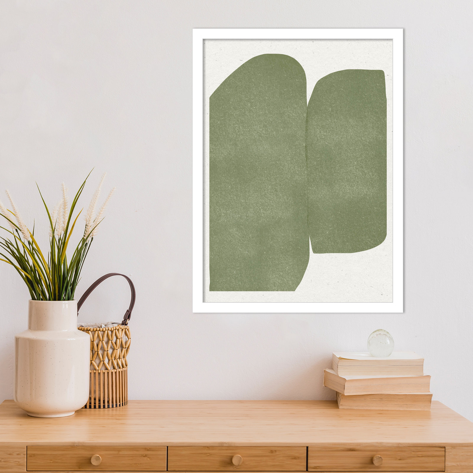 Rooney "Green Paper Cut Modern" Print, White, 21" H x 16" W
