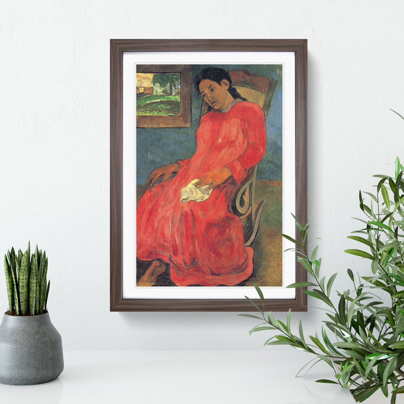Seated Woman Vol.1 by Paul Gauguin - Picture Frame Painting, 48cm H x 36cm W x 2cm D, Walnut Framed