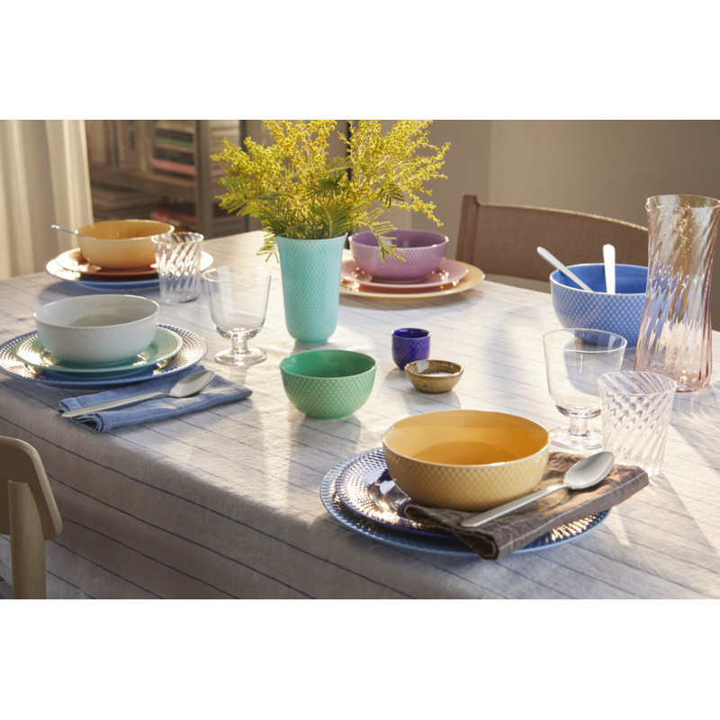 Rhombe Color Handmade Porcelain Dessert Bowl, Blue