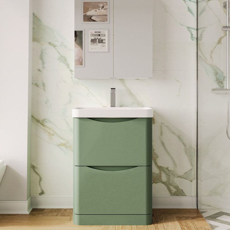 Lunar Bathroom Vanity, Satin Green, 60.7 cm W