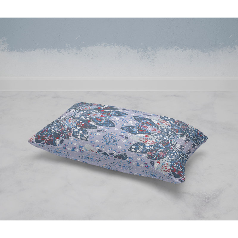 Floral Viceroy  Rectangular Throw Pillow, Dark Blue/Purple/Red
