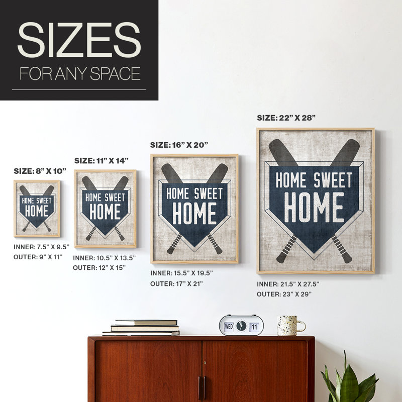 Impression encadrée Home Sweet Home Base - bois massif, Naturel, H 11 po x l 9 po