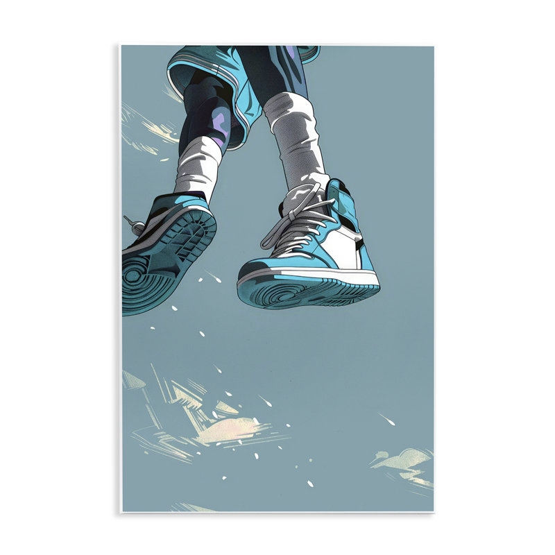 Plaque murale Sporty Jump avec espadrilles, design par Ray Powers, H 15 po x l 10 po