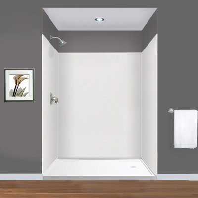 Mur de douche à 3 panneaux l 60" x p 60" avec tube adhésif en silicone Expressions