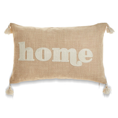 Beige Home With Tassels Pillow 