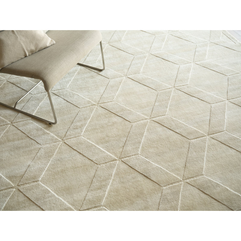Brunello Modern Handmade Silky Nylon Light Beige Area Rug, Rectangle 2' x 3'