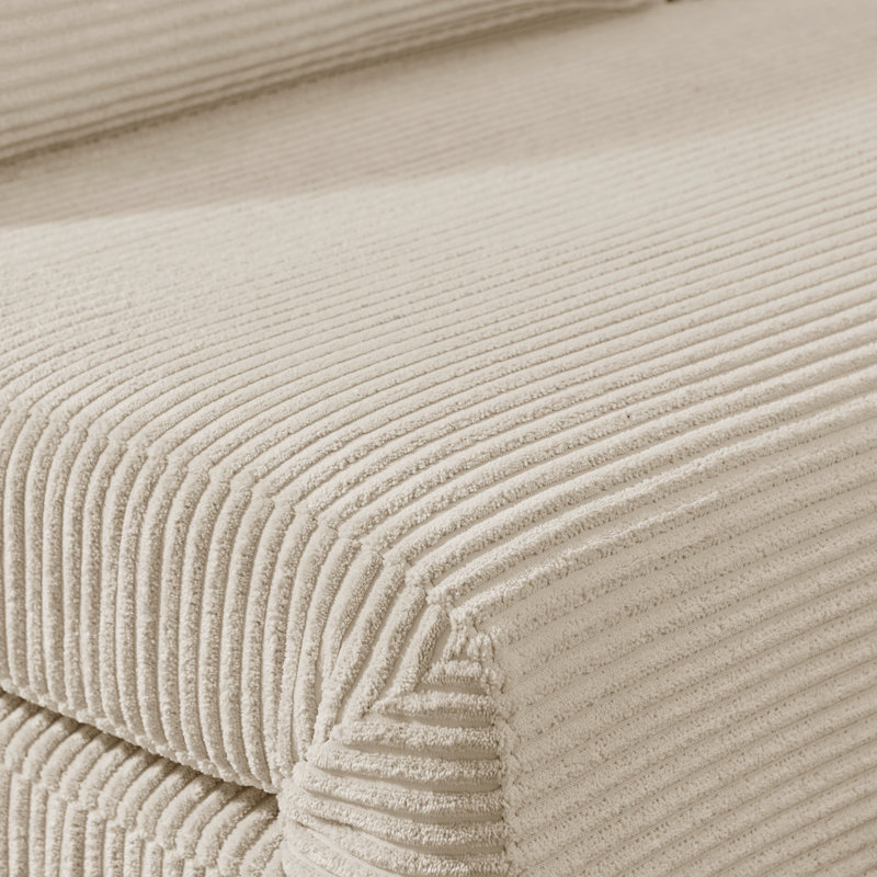Berlyn Futon Sofa Bed - Luxury Simple Modern Folding Design, Single, Cream Corduroy