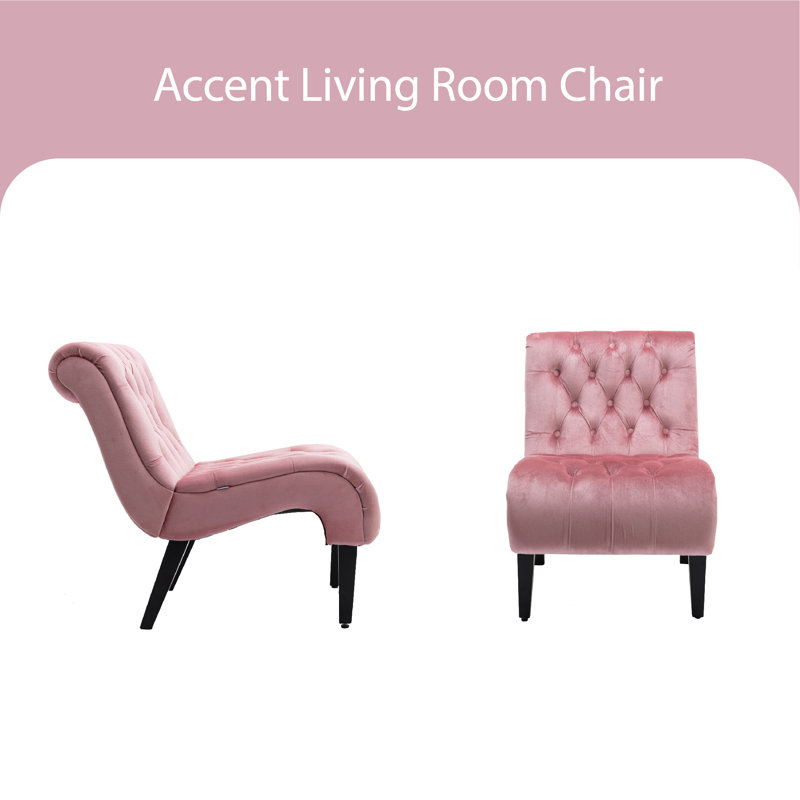 Guendalina 22.83'' Wide Tufted Velvet Lounge Chair, Pink Velvet