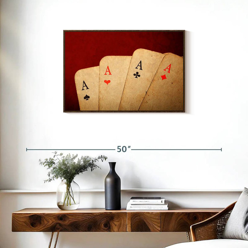 Vintage Aces Poker, Cadre flottant en noyer, 31 po x 21 po