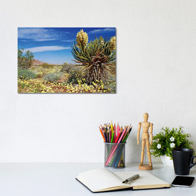 Yucca And Desert Gold by Brian Wolf - Wrapped Canvas Print