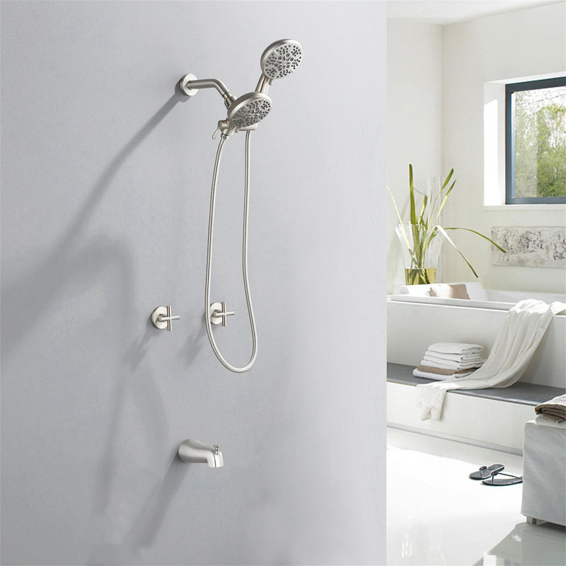 Volume Control Complete Shower System with Rough in-Valve, Brushed Nickel