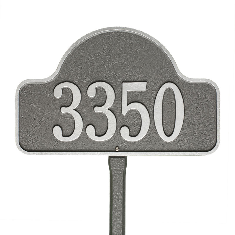 Lexy 1-Line Lawn Address Sign, Pewter/Silver, Yes