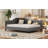 Full Size L-Shaped Linen Daybed, With Solid Wood Legs-361574704-361574711