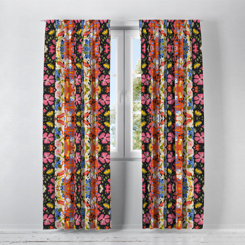 Panneaux de rideaux semi-transparents à motif floral, L 40 po x L 61 po