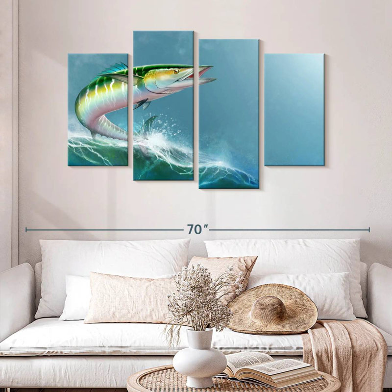 Brampt Wave Riding Wahoo Fish, 32" H x 52" W