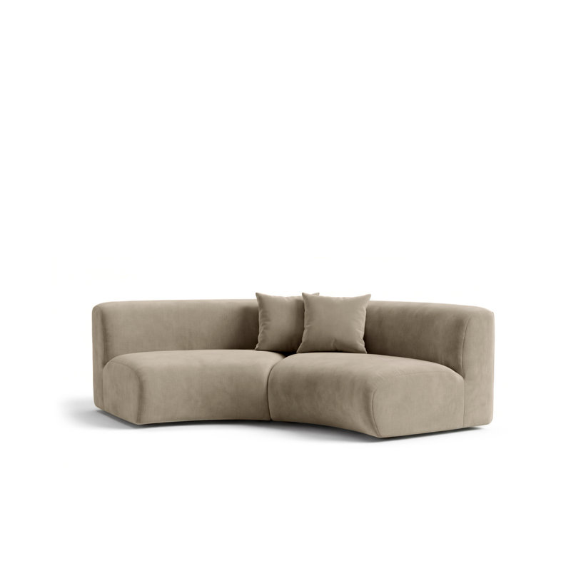 2 Seater Velvet Sectional, Beige