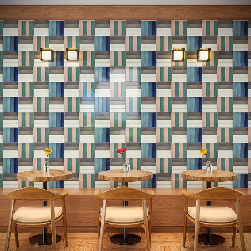 Color One 2x8 Glossy Lava Stone Tile, Steel Blue