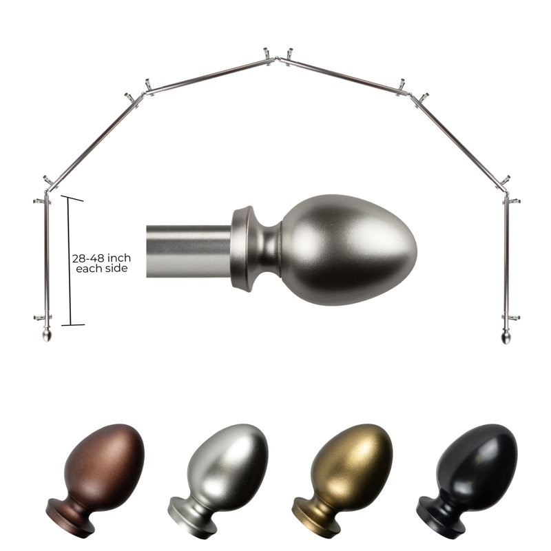 Tringle à rideaux 6 côtés Emeka, Argent argent, 28 po à 48 po (chaque côté)