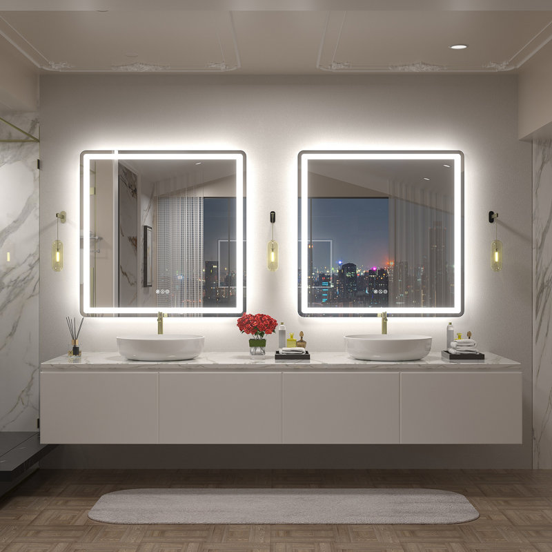 Aevar UL Certified Front & Back LED Anti-Fog Tempered Glass Bathroom/Vanity Mirror with 3-Year Warranty, 36" x 36"