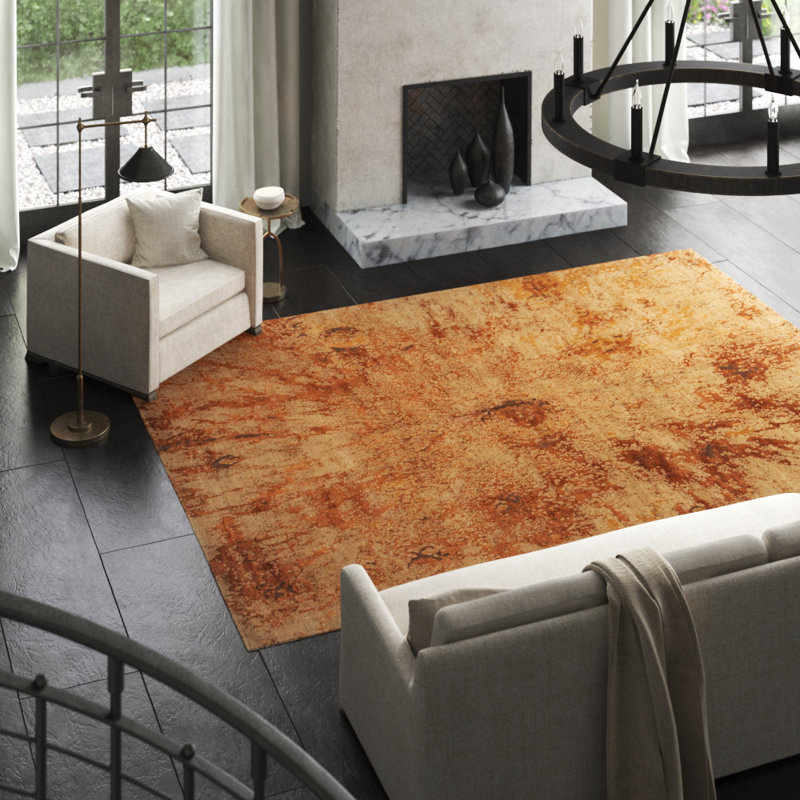 Moonscape Bamboo Slat / Seagrass Abstract Area Rug, Rectangle 9' x 12'