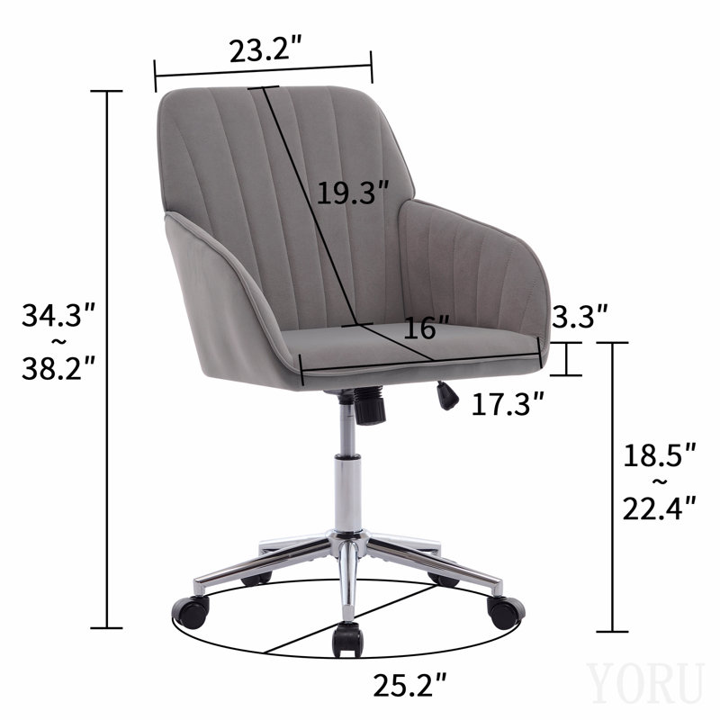 Adjustable Office Chair, Home Bedroom, Ergonomic Swivel Chair, Backrest Seat, Comfortable For Long Sitting, Gray
